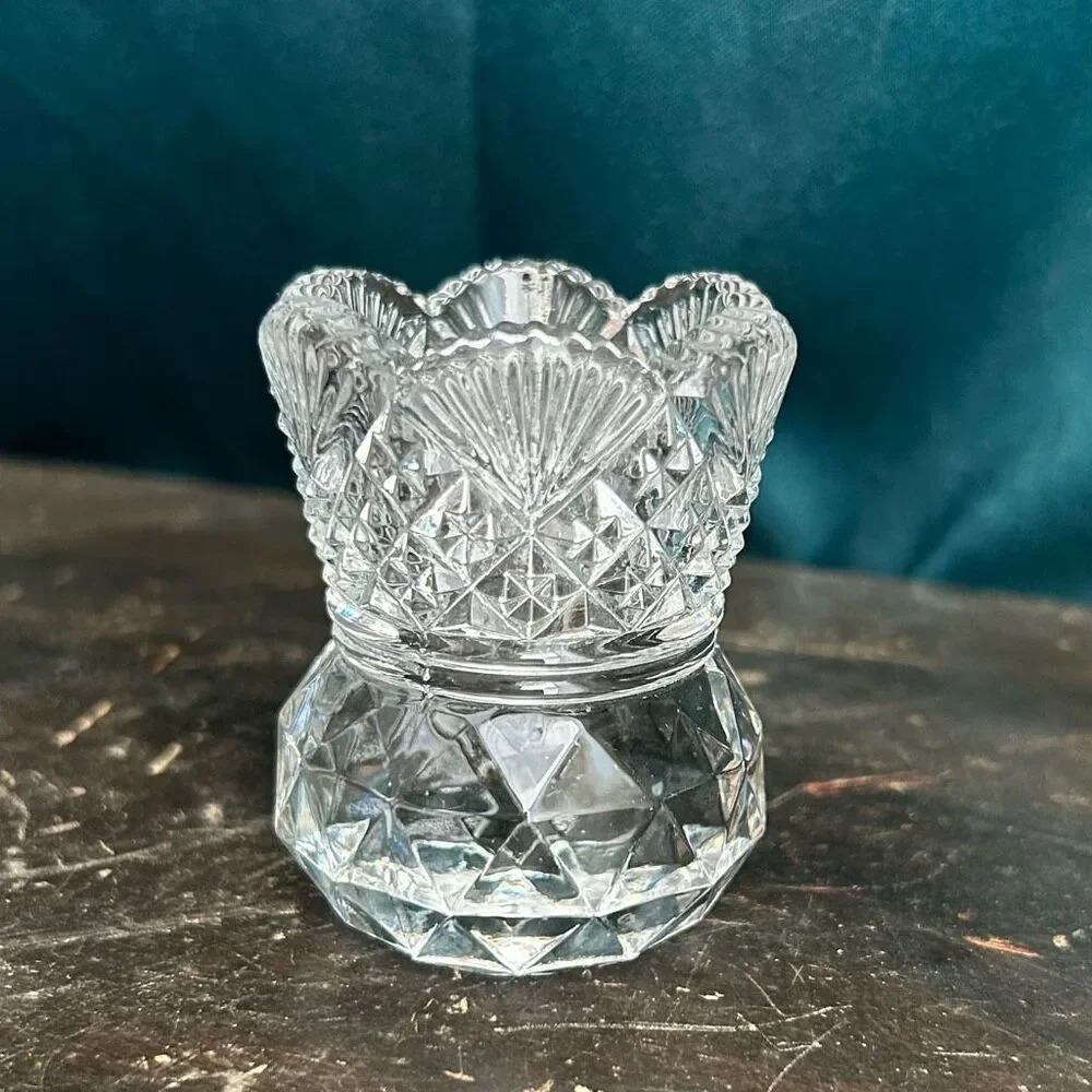 Westmorland Clear Glass Fan & File Toothpick Holder UV Reactive